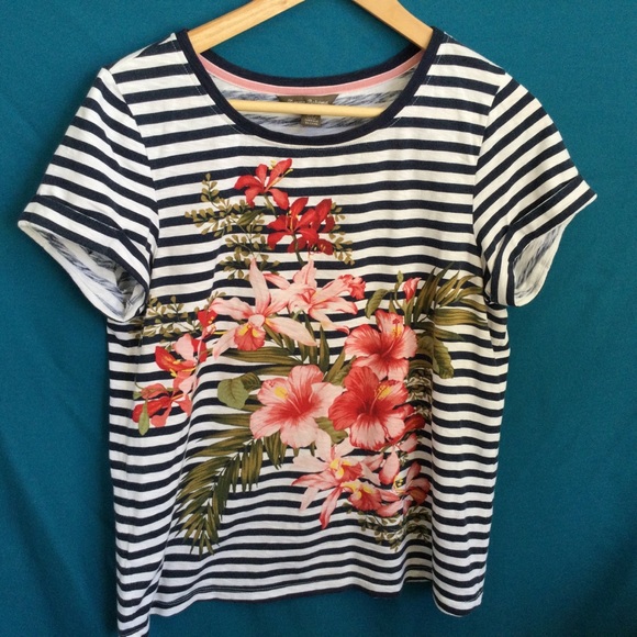 Tommy Bahama T-shirt Small Striped Orchids Floral Cotton Modal - Picture 5 of 12